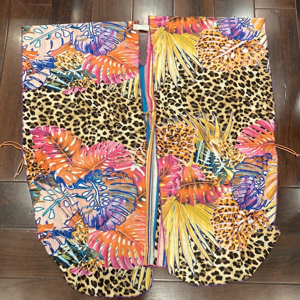 Nicole Olivier leopard floral cover up 1 size
